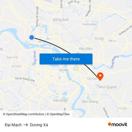 Đại Mạch to Dương Xá map