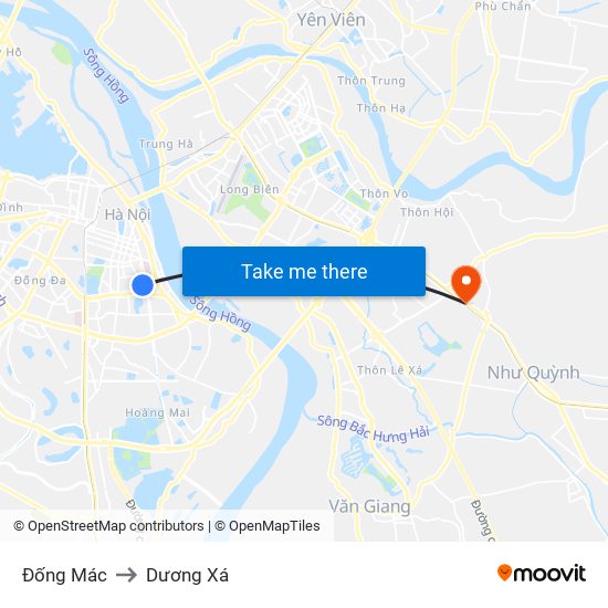 Đống Mác to Dương Xá map