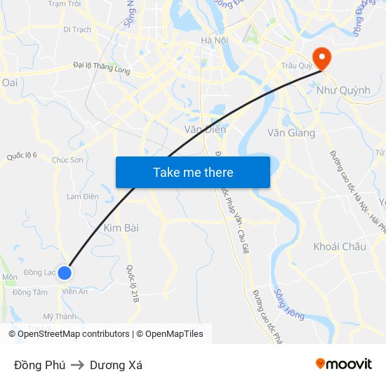 Đồng Phú to Dương Xá map