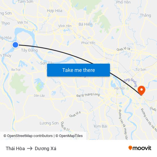 Thái Hòa to Dương Xá map