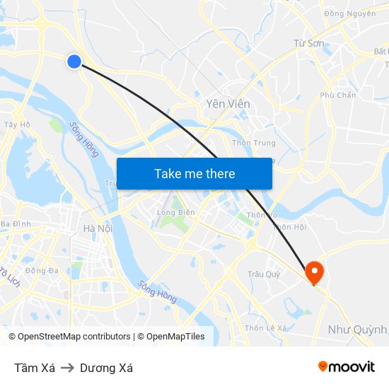 Tầm Xá to Dương Xá map