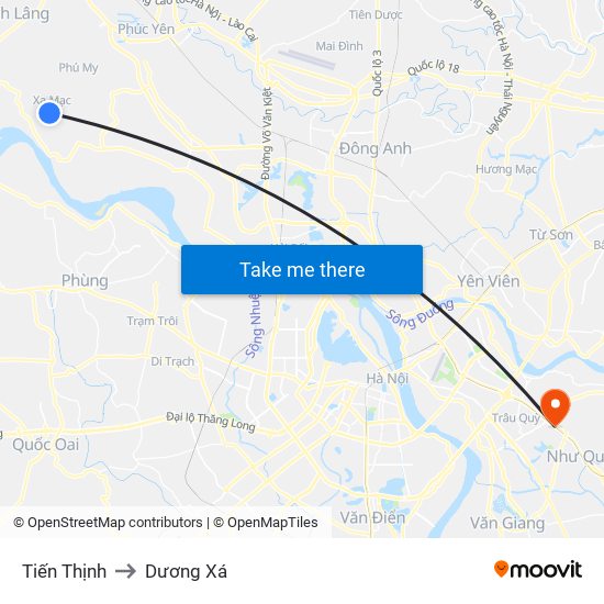 Tiến Thịnh to Dương Xá map