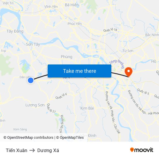 Tiến Xuân to Dương Xá map