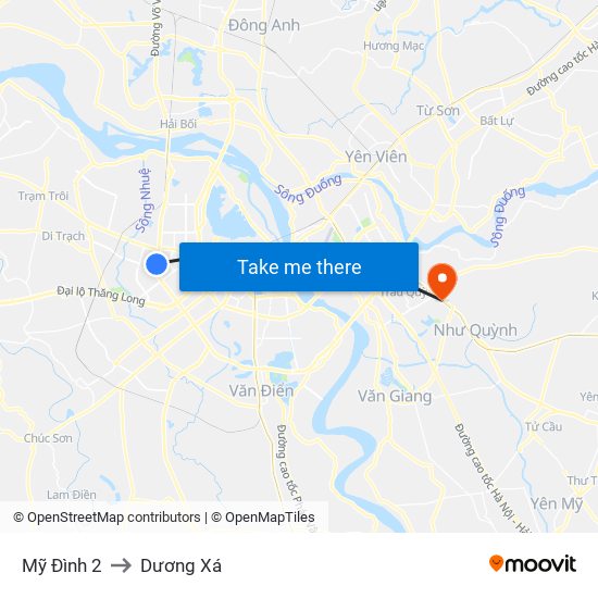 Mỹ Đình 2 to Dương Xá map