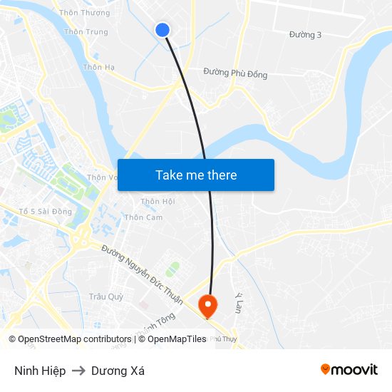 Ninh Hiệp to Dương Xá map