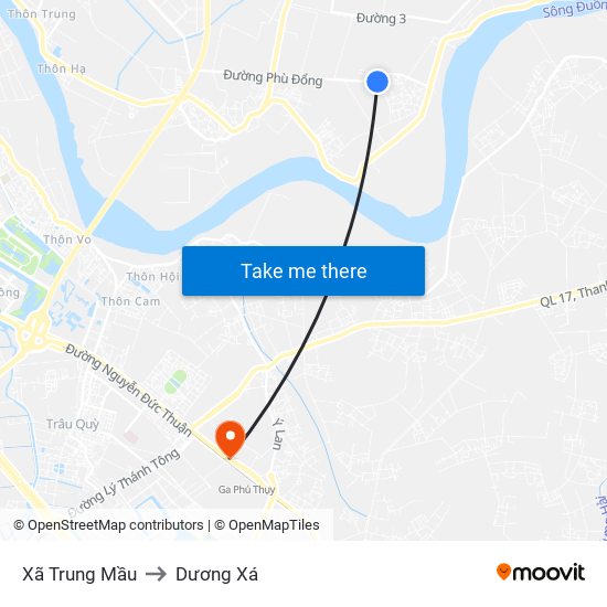 Xã Trung Mầu to Dương Xá map