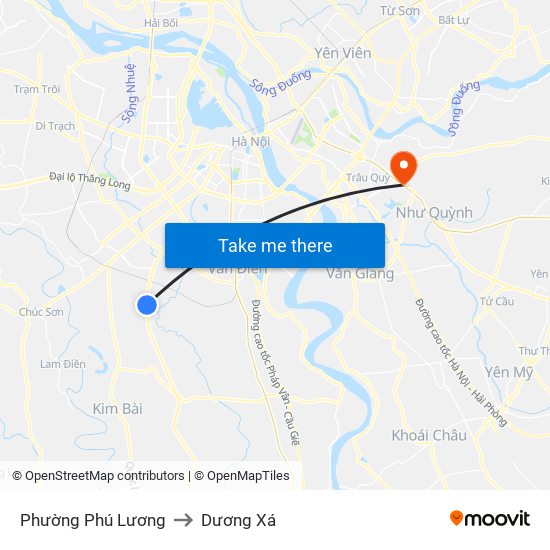 Phường Phú Lương to Dương Xá map
