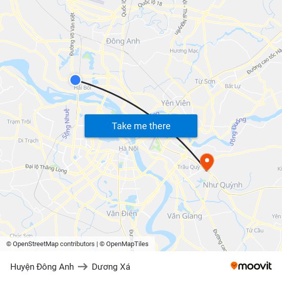 Huyện Đông Anh to Dương Xá map