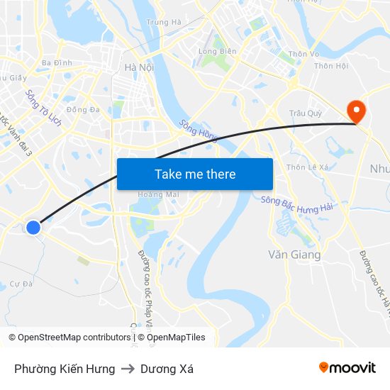 Phường Kiến Hưng to Dương Xá map