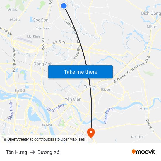 Tân Hưng to Dương Xá map