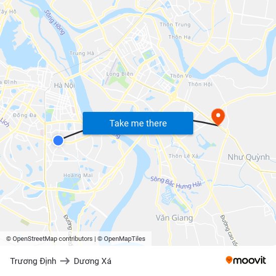 Trương Định to Dương Xá map