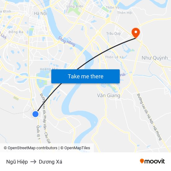 Ngũ Hiệp to Dương Xá map