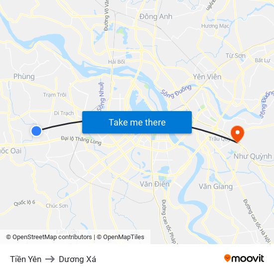 Tiền Yên to Dương Xá map