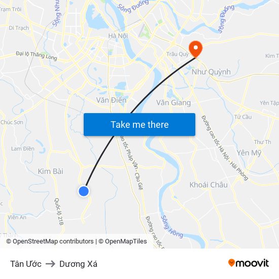 Tân Ước to Dương Xá map