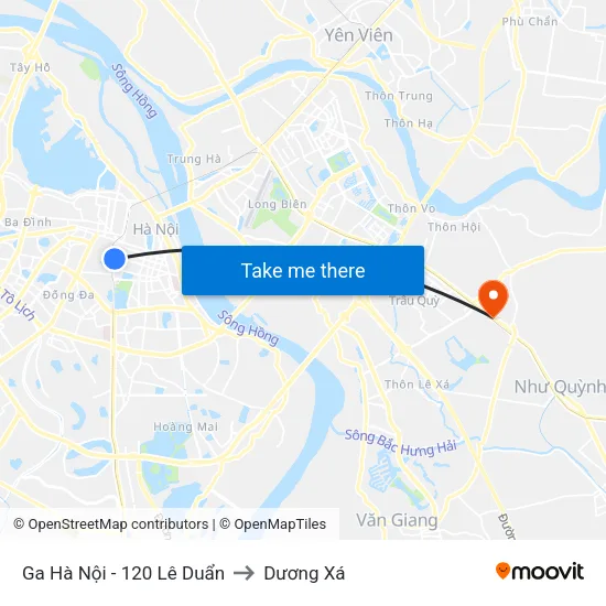 Ga Hà Nội - 120 Lê Duẩn to Dương Xá map