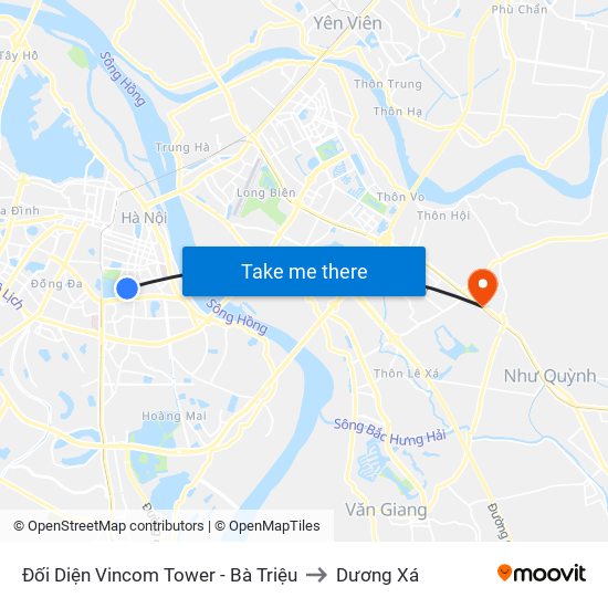 Đối Diện Vincom Tower - Bà Triệu to Dương Xá map