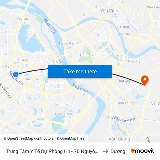 Trung Tâm Y Tế Dự Phòng Hn - 70 Nguyễn Chí Thanh to Dương Xá map