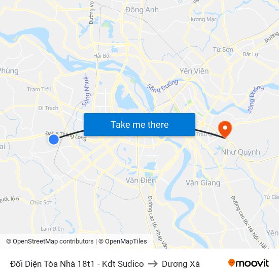 Đối Diện Tòa Nhà 18t1 - Kđt Sudico to Dương Xá map