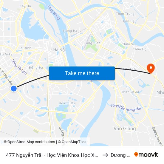 477 Nguyễn Trãi - Học Viện Khoa Học Xã Hội to Dương Xá map