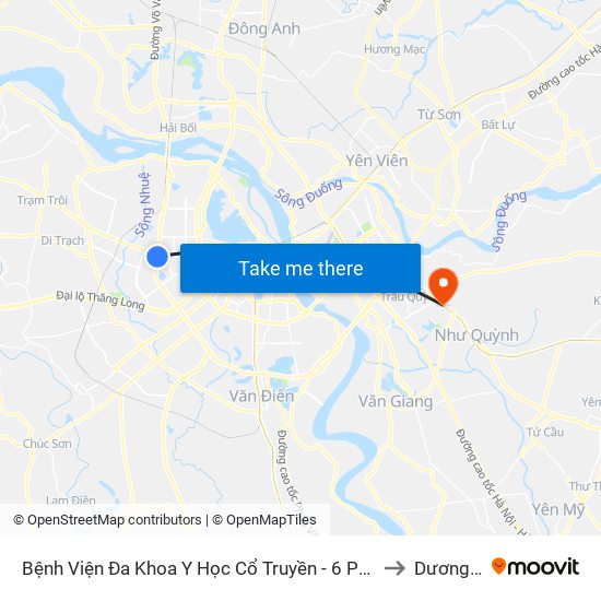 Bệnh Viện Đa Khoa Y Học Cổ Truyền - 6 Phạm Hùng to Dương Xá map