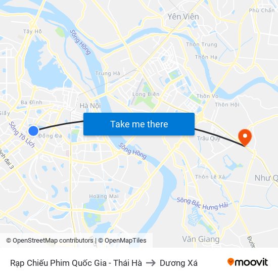 Rạp Chiếu Phim Quốc Gia - Thái Hà to Dương Xá map