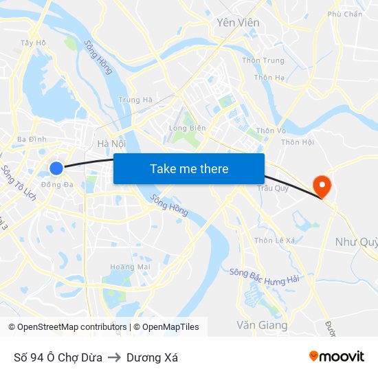 Số 94 Ô Chợ Dừa to Dương Xá map