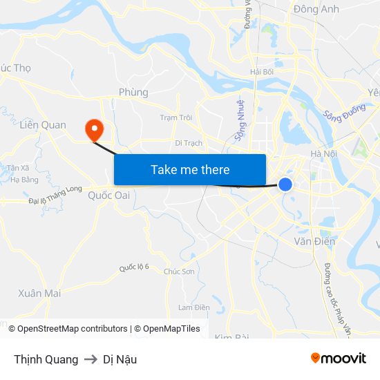 Thịnh Quang to Dị Nậu map