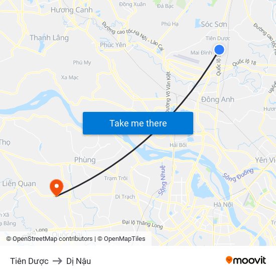 Tiên Dược to Dị Nậu map