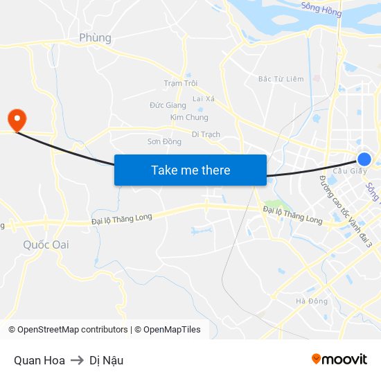 Quan Hoa to Dị Nậu map