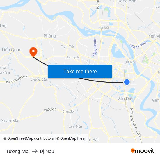 Tương Mai to Dị Nậu map