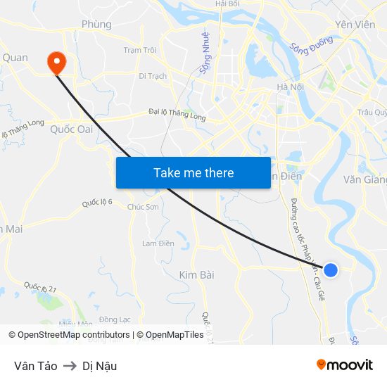 Vân Tảo to Dị Nậu map