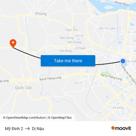 Mỹ Đình 2 to Dị Nậu map