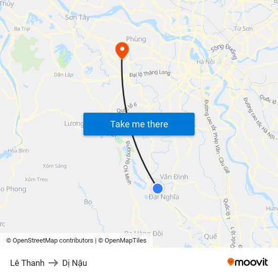 Lê Thanh to Dị Nậu map