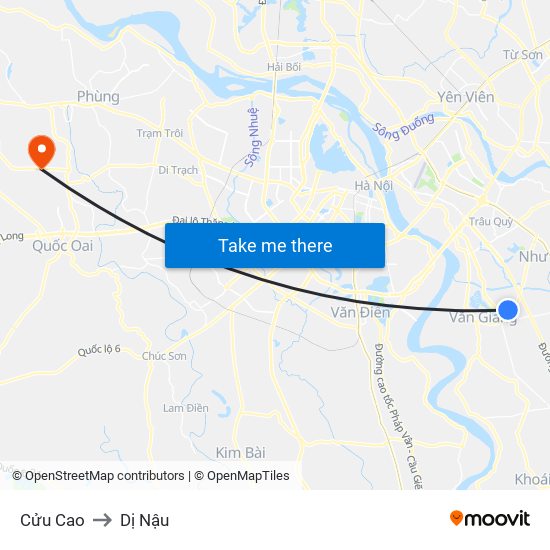 Cửu Cao to Dị Nậu map