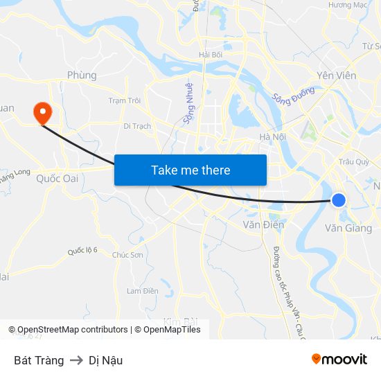 Bát Tràng to Dị Nậu map