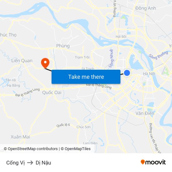 Cống Vị to Dị Nậu map