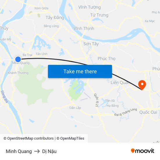 Minh Quang to Dị Nậu map