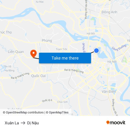 Xuân La to Dị Nậu map