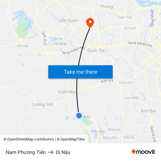 Nam Phương Tiến to Dị Nậu map