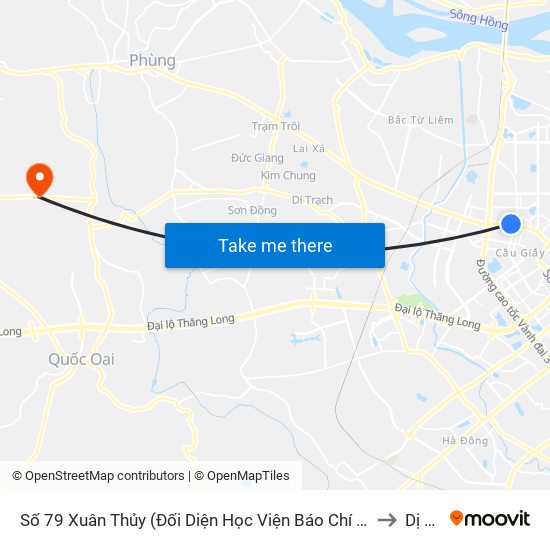 Số 79 Xuân Thủy (Đối Diện Học Viện Báo Chí Và Tuyên Truyền) to Dị Nậu map