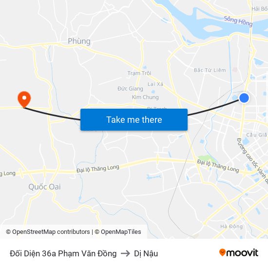 Đối Diện 36a Phạm Văn Đồng to Dị Nậu map