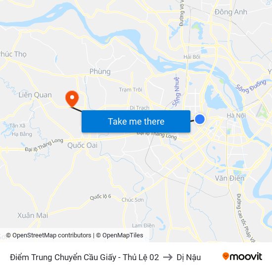 Điểm Trung Chuyển Cầu Giấy - Thủ Lệ 02 to Dị Nậu map