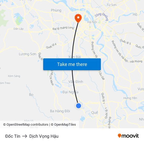 Đốc Tín to Dịch Vọng Hậu map