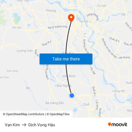 Vạn Kim to Dịch Vọng Hậu map