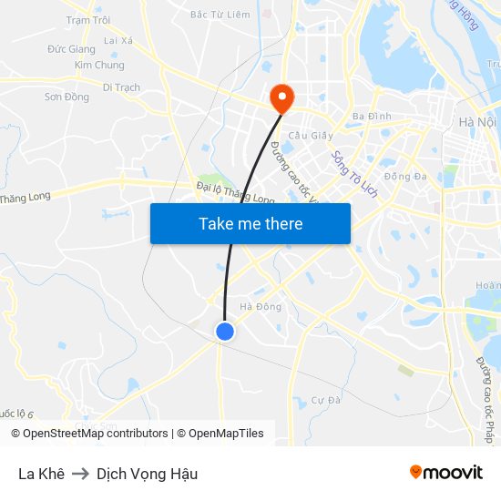 La Khê to Dịch Vọng Hậu map