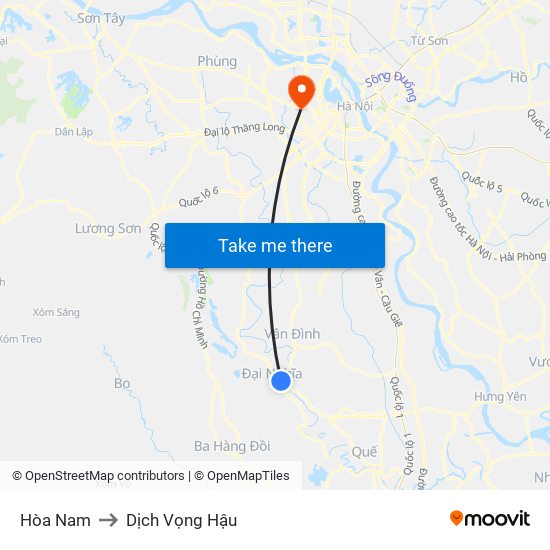 Hòa Nam to Dịch Vọng Hậu map