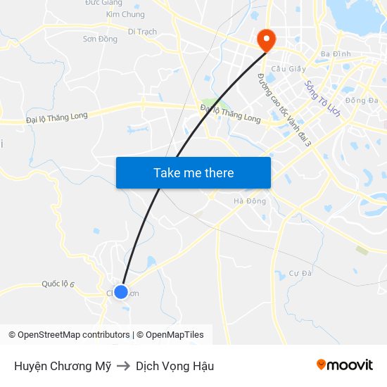 Huyện Chương Mỹ to Dịch Vọng Hậu map