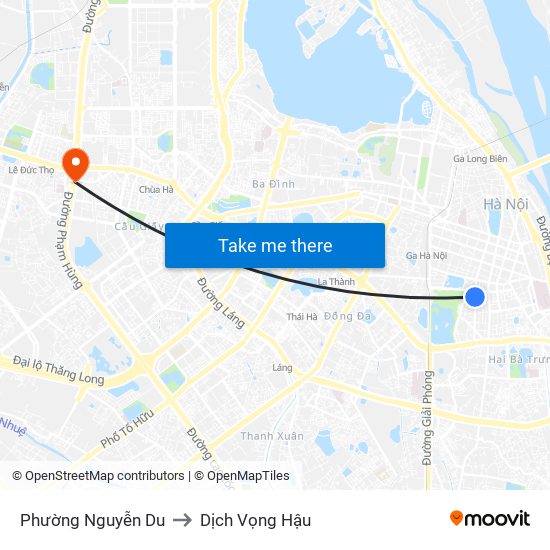 Phường Nguyễn Du to Dịch Vọng Hậu map