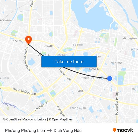 Phường Phương Liên to Dịch Vọng Hậu map