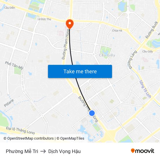 Phường Mễ Trì to Dịch Vọng Hậu map